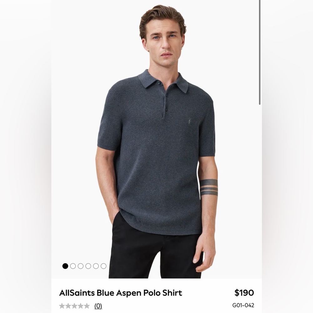 All Saints Charcoal Polo Shirt